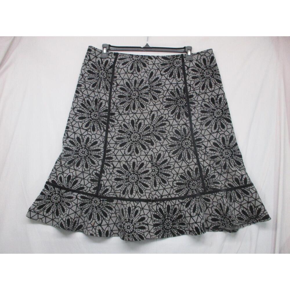 East 5th Floral Knee-Length Ruffle A-Line Skirt Velvet Womens Size 18